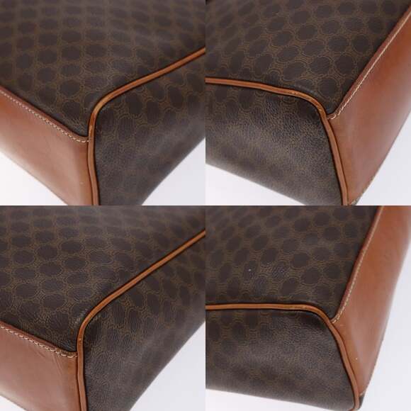 CELINE Macadam Canvas Hand Bag Pvc Leather Brown Gold - Picture 10 of 12